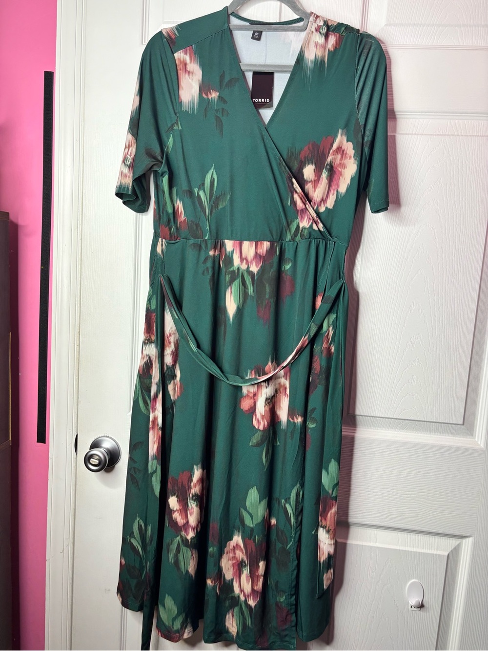 torrid Green Floral Wrap-Style Midi Dress